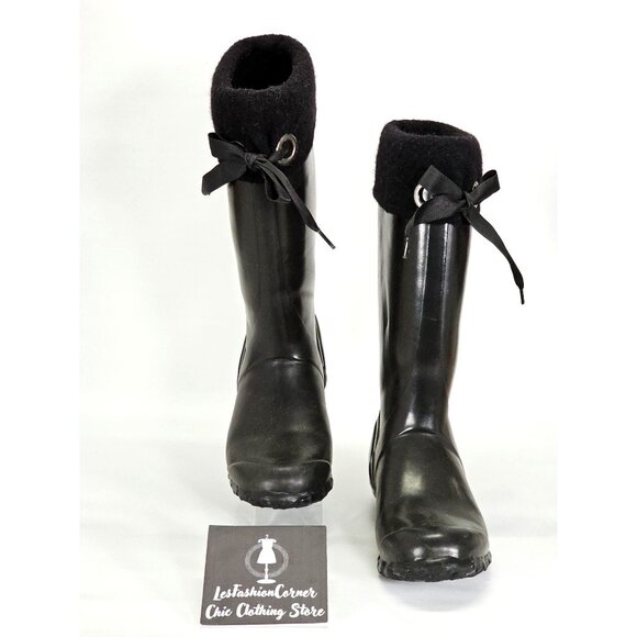 Bogs Women's Black Rubber Alex Solids Tall Lined Rain Boots Size 8 1713 - Picture 2 of 15